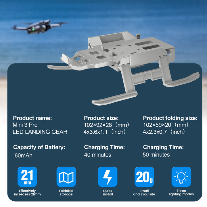 STARTRC Mini 3 Pro Landing Gear Foldable Extended Leg with Flash LED Lights Landing Gear for DJI Mini 3 Pro Accessories - startrc store