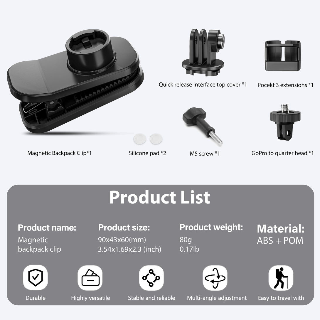 STARTRC OSMO Pocket 3 360° Rotation Magnetic Backpack Clip Mount Shoulder Strap Expansion Adapter Accessories - startrc store