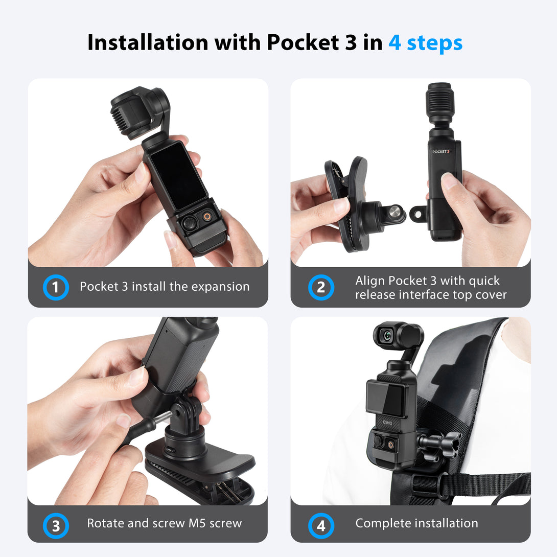 STARTRC OSMO Pocket 3 360° Rotation Magnetic Backpack Clip Mount Shoulder Strap Expansion Adapter Accessories - startrc store